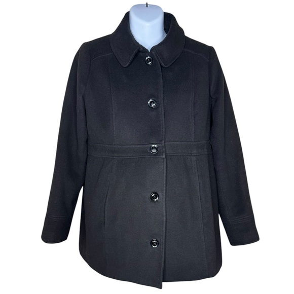 Motherhood Maternity Large Lined 5 Button Up Black Coat - Picture 1 of 7